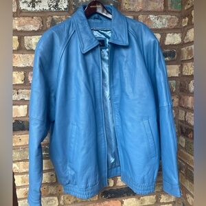 New Genuine leather blue bomber jacket Sz XXXL